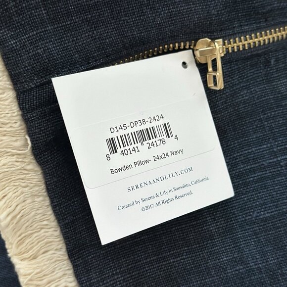 NEW Serena & Lily Bowden Pillow Cover (24” SQ)-Navy Blue - Picture 2 of 2